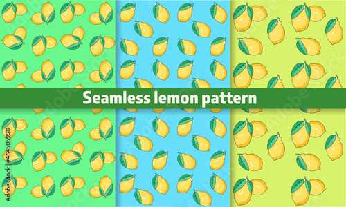 Seamless yellow lemon pattern in bright style