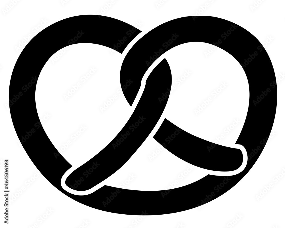 Pretzel - baking product - vector silhouette not symmetrical picture for a logo or sign. Brezel is a snack made from pastry Traditional German meal element for pictograms or icons. Pretzel - baking product - vector silhouette not symmetrical picture for a logo or sign. Brezel is a snack made from pastry Traditional German meal element for pictograms or icons.
