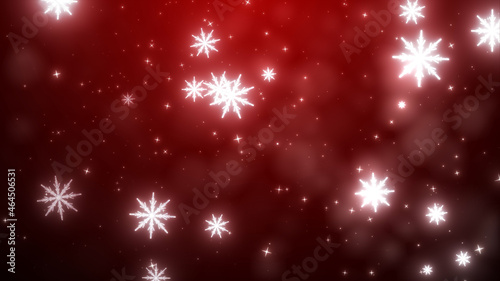 赤色の背景と降り注ぐ白い雪の結晶 4K LOOP クリスマス 年末