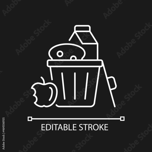 Food misuse linear icon for dark theme. Excessive nutrition and addictive overeating. Thin line customizable illustration. Isolated vector contour symbol for night mode. Editable stroke