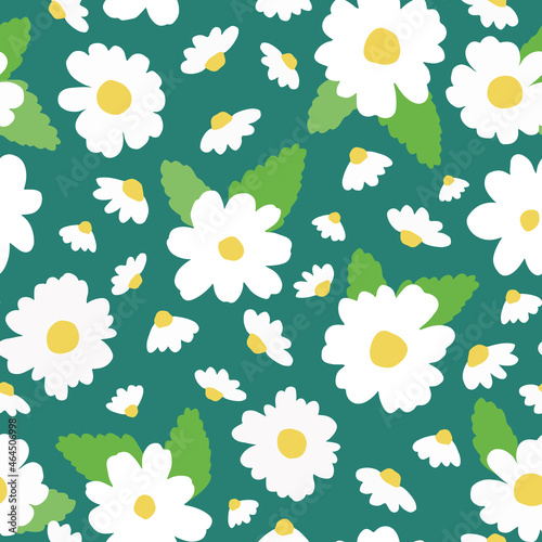 Vector White camomile and daisy wildflowers seamless pattern. Great for textiles, wallpaper, stationary, digital paper, scrapbooking and other surfaces. Suitable for womenswear and childrenswear.