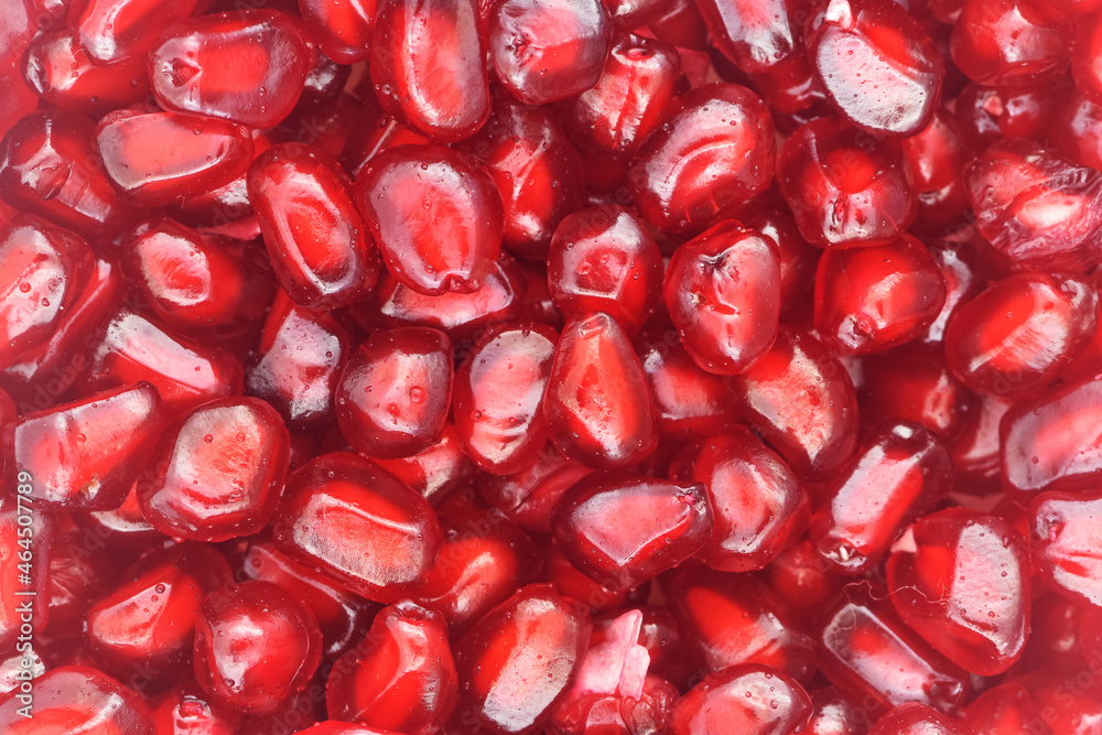 Macrophotograph of ripe pomegranate seeds Macrophotograph of ripe pomegranate seeds