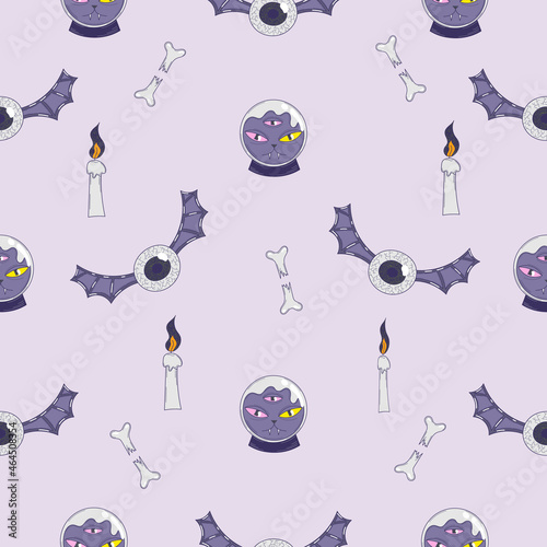 Seamless pattern with halloween attributes - vector illustration, eps stock illustration