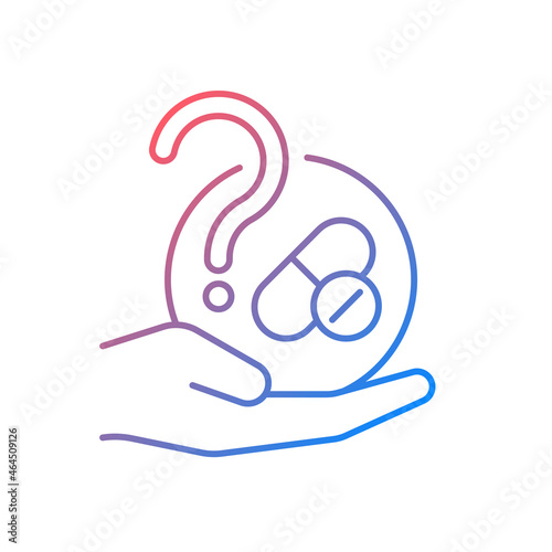 Blind trials gradient linear vector icon. Masked experiment. Maximizing results validity. Double blind study. Thin line color symbol. Modern style pictogram. Vector isolated outline drawing