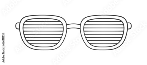 Shutter glasses outline line art clipart. Funky party glasses eyewear cartoon vector illustration.