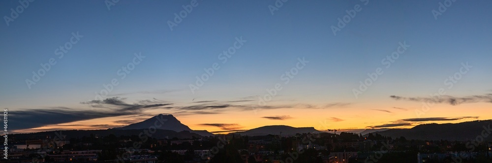 the Sainte Victoire mountain in the light of an autumn morning