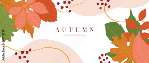 Autumn background vector. Autumn shopping event illustration wallpaper with hand drawn icons set. This design good for banner, sale poster, packaging background and greeting card.