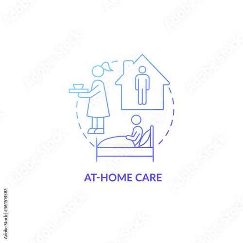 At home care blue gradient concept icon. Pneumonia treatment abstract idea thin line illustration. Avoiding close contact with people. Medical leave. Vector isolated outline color drawing