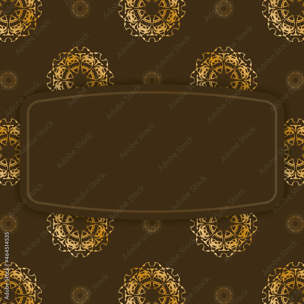 Card in brown color with a mandala with a gold pattern for your congratulations.