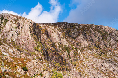 Rock wall used by climbers in Glendalough, Wicklow Mountains, also known as Twin Buttress.