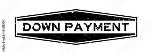Grunge black down payment word hexagon rubber seal stamp on white background