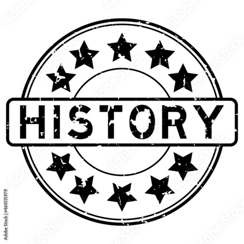 Grunge black history word with star icon round rubber seal stamp on white background
