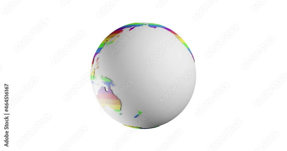 3d Globe with Gay Pride color. loop isolated animation 3d Globe with Gay Pride color. loop isolated animation