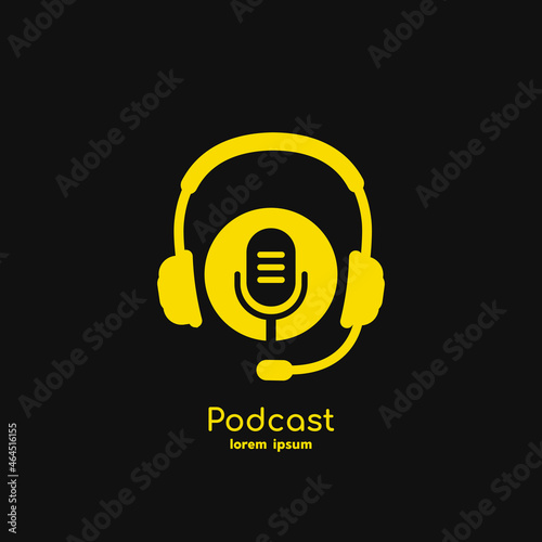 Podcast radio logo icon. Vector illustration.