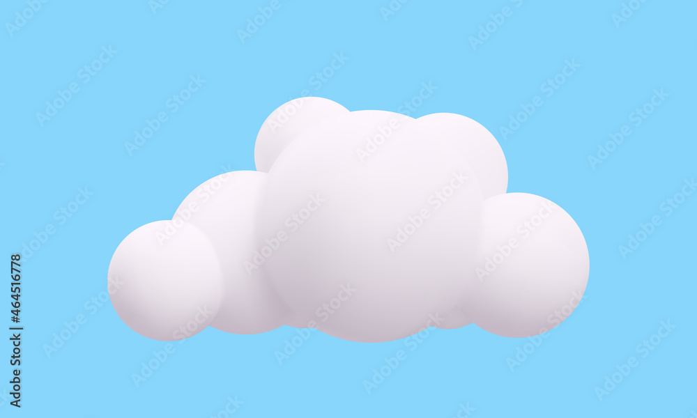 3d render cloud isolated on blue background. Vector illustration