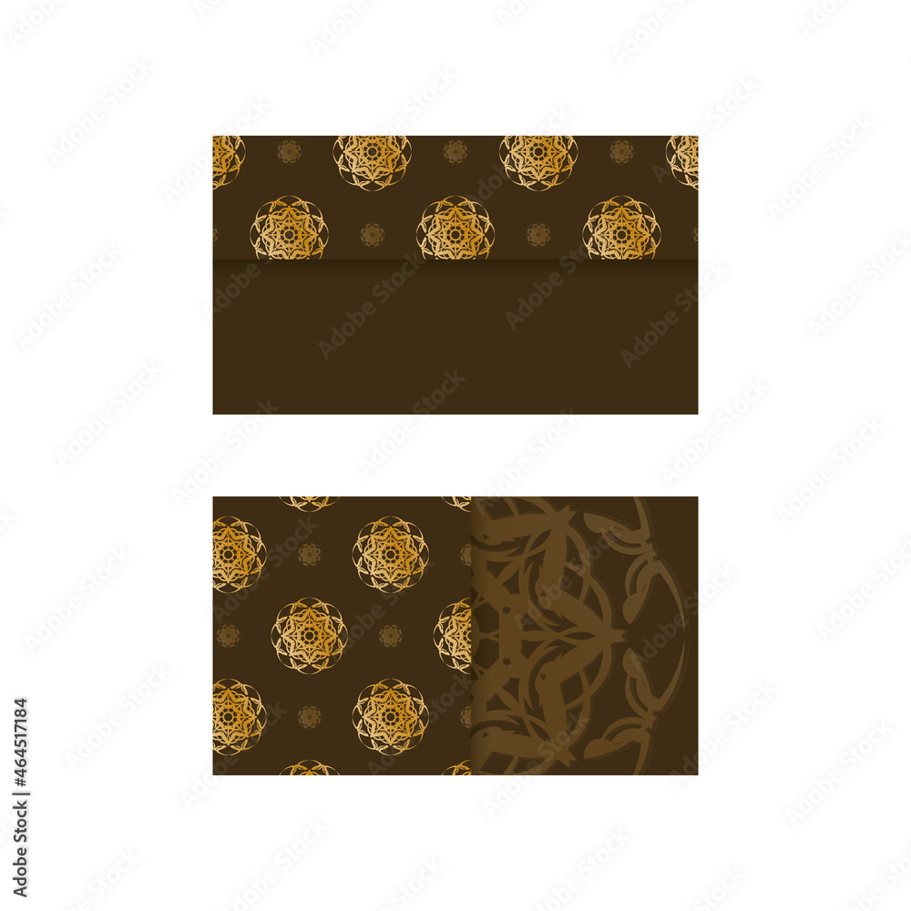 Brown business card with luxurious gold ornaments for your brand.