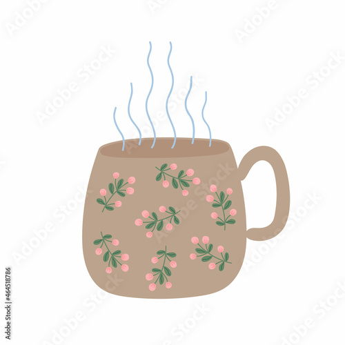 Hot drink in a cup vector illustration, steaming tasty beverage symbol of cozy home, comfort, warmness concept, design element for poster, icon, banner, template