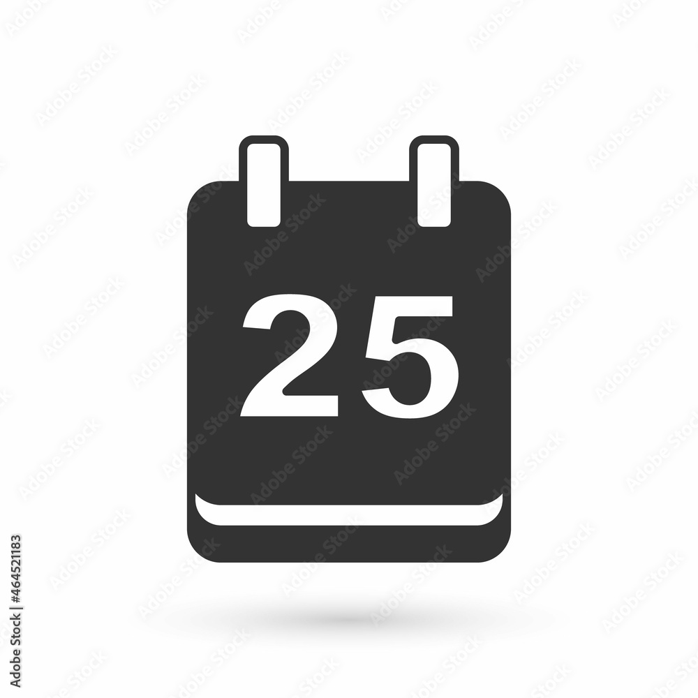 Grey Christmas day calendar icon isolated on white background. Event reminder symbol. Merry Christmas and Happy New Year. Vector Grey Christmas day calendar icon isolated on white background. Event reminder symbol. Merry Christmas and Happy New Year. Vector