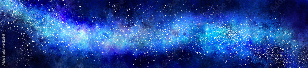 Space background with realistic nebula and lots of shining stars. Infinite universe and starry night. Colorful cosmos with stardust and the Milky Way. 