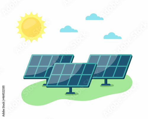 Solar panels. Green energy and ecology concept. Vector illustration