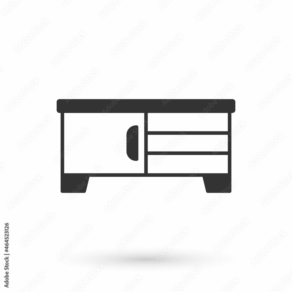 Grey TV table stand icon isolated on white background. Vector Grey TV table stand icon isolated on white background. Vector