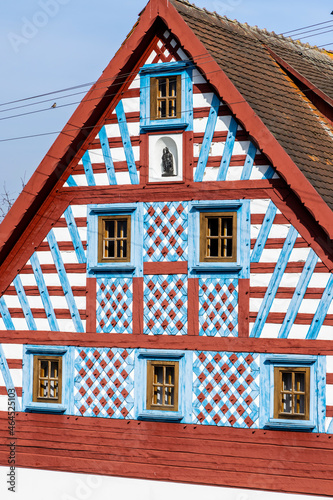 Half-timbered farmhouse, folk architecture in Milhostov, Western Bohemia, Czech Republic photo