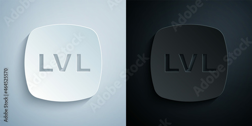 Paper cut Level game icon isolated on grey and black background. Paper art style. Vector