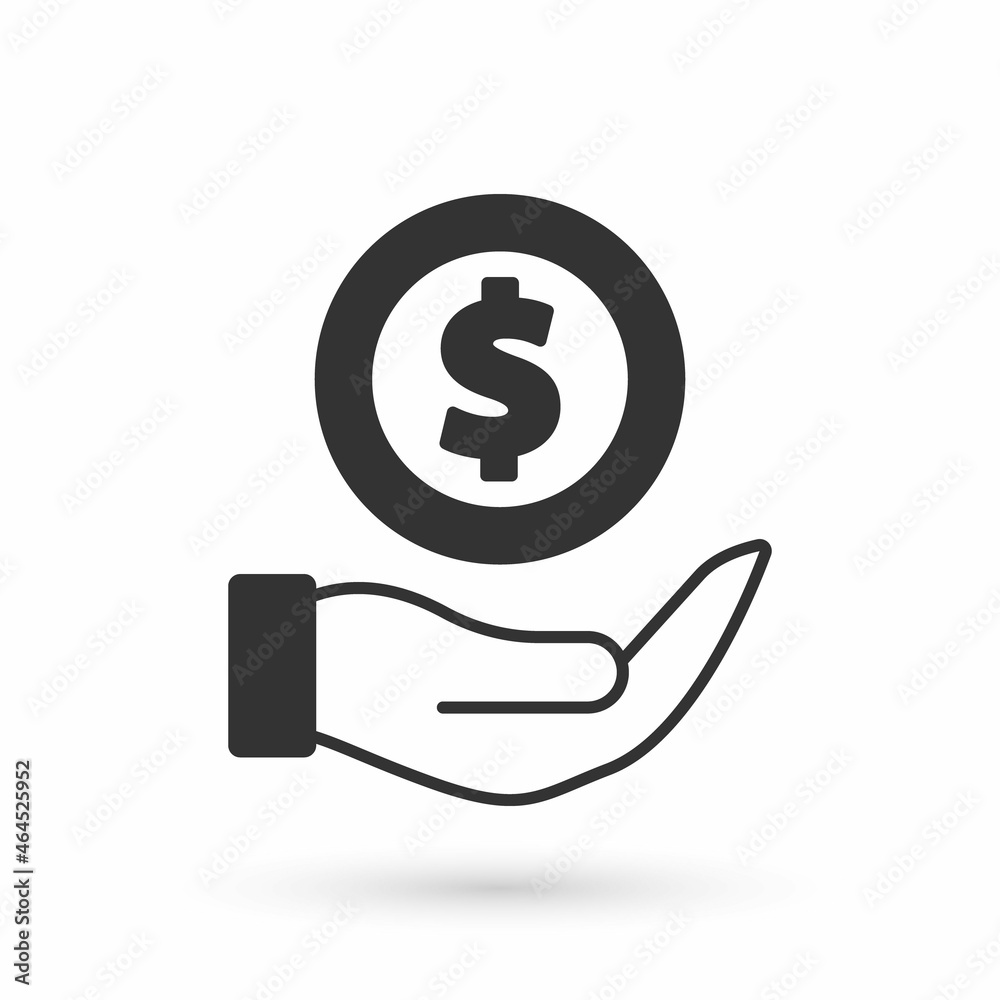 Grey Money with shield icon isolated on white background. Insurance concept. Security, safety, protection, protect concept. Vector Grey Money with shield icon isolated on white background. Insurance concept. Security, safety, protection, protect concept. Vector