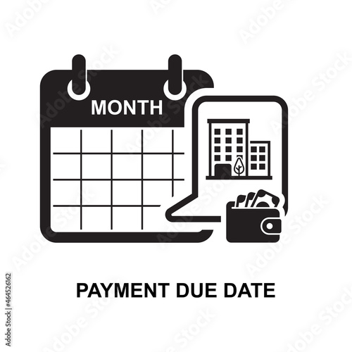 Payment due date icon, bill pay payment plan concept, pay bill deadline reminder.