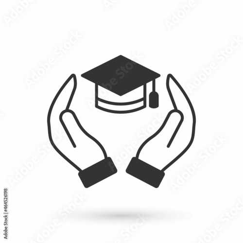 Grey Education grant icon isolated on white background. Tuition fee, financial education, budget fund, scholarship program, graduation hat. Vector
