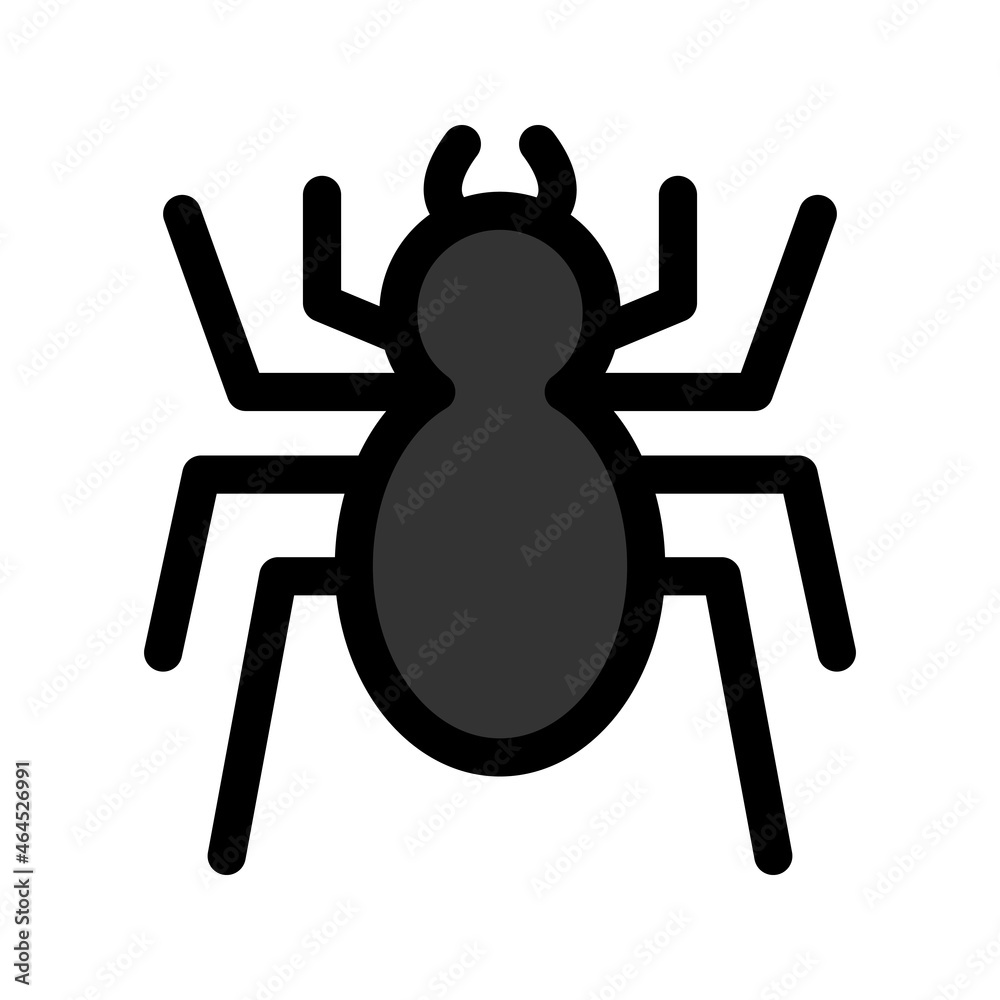Illustration vector graphic icon of Spider. Filled Line Style Icon. Halloween Themed Icon. Vector illustration isolated on white background. Perfect for website or application design. Illustration vector graphic icon of Spider. Filled Line Style Icon. Halloween Themed Icon. Vector illustration isolated on white background. Perfect for website or application design.