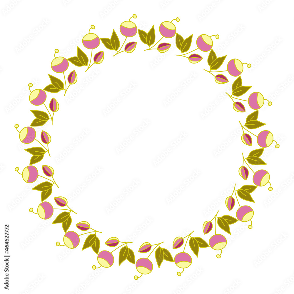Obraz premium Floral frame. Flowers and leaves. Vector. Colorful element for design in doodle style. 