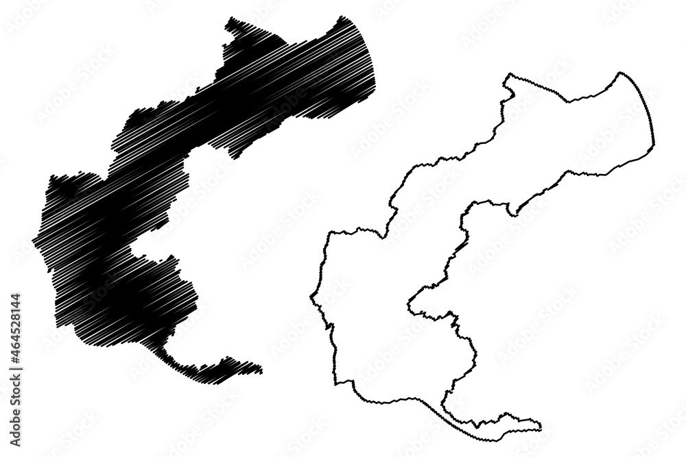 Muzaffarabad district (Jammu and Kashmir union territory, Republic of India, Islamic Republic of Pakistan) map vector illustration, scribble sketch Muzaffarabad map
