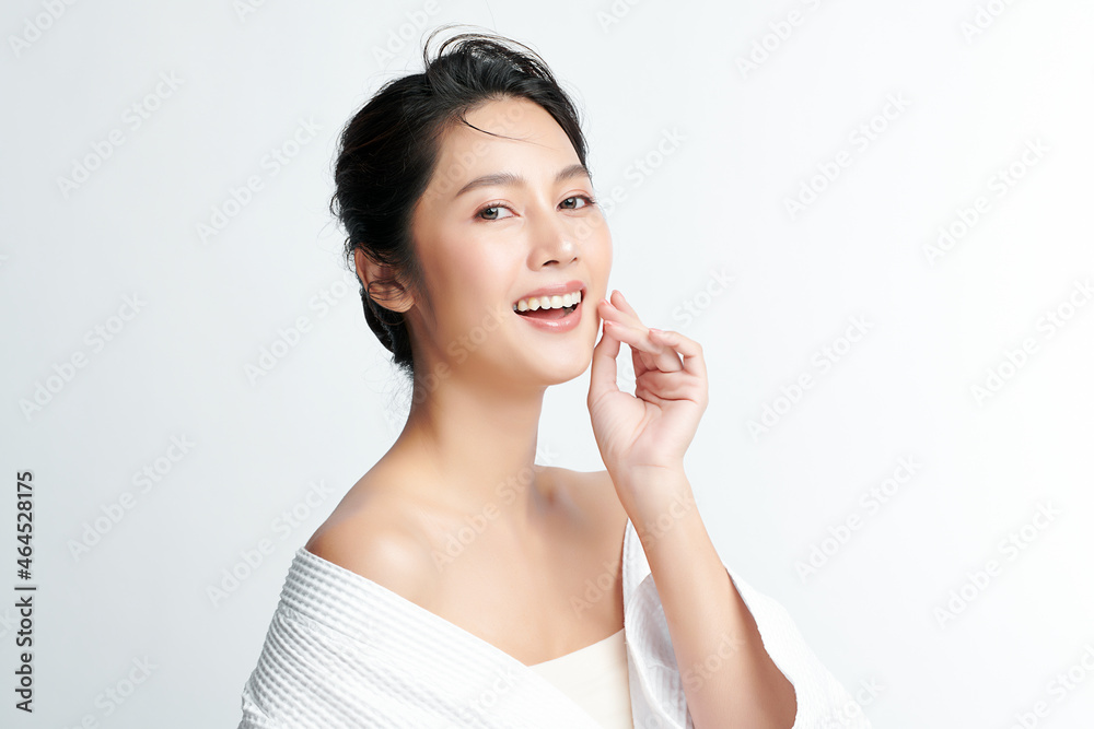 Beautiful young asian woman with clean fresh skin on white background, Face care, Facial treatment, Cosmetology, beauty and spa, Asian women portrait. Beautiful young asian woman with clean fresh skin on white background, Face care, Facial treatment, Cosmetology, beauty and spa, Asian women portrait.