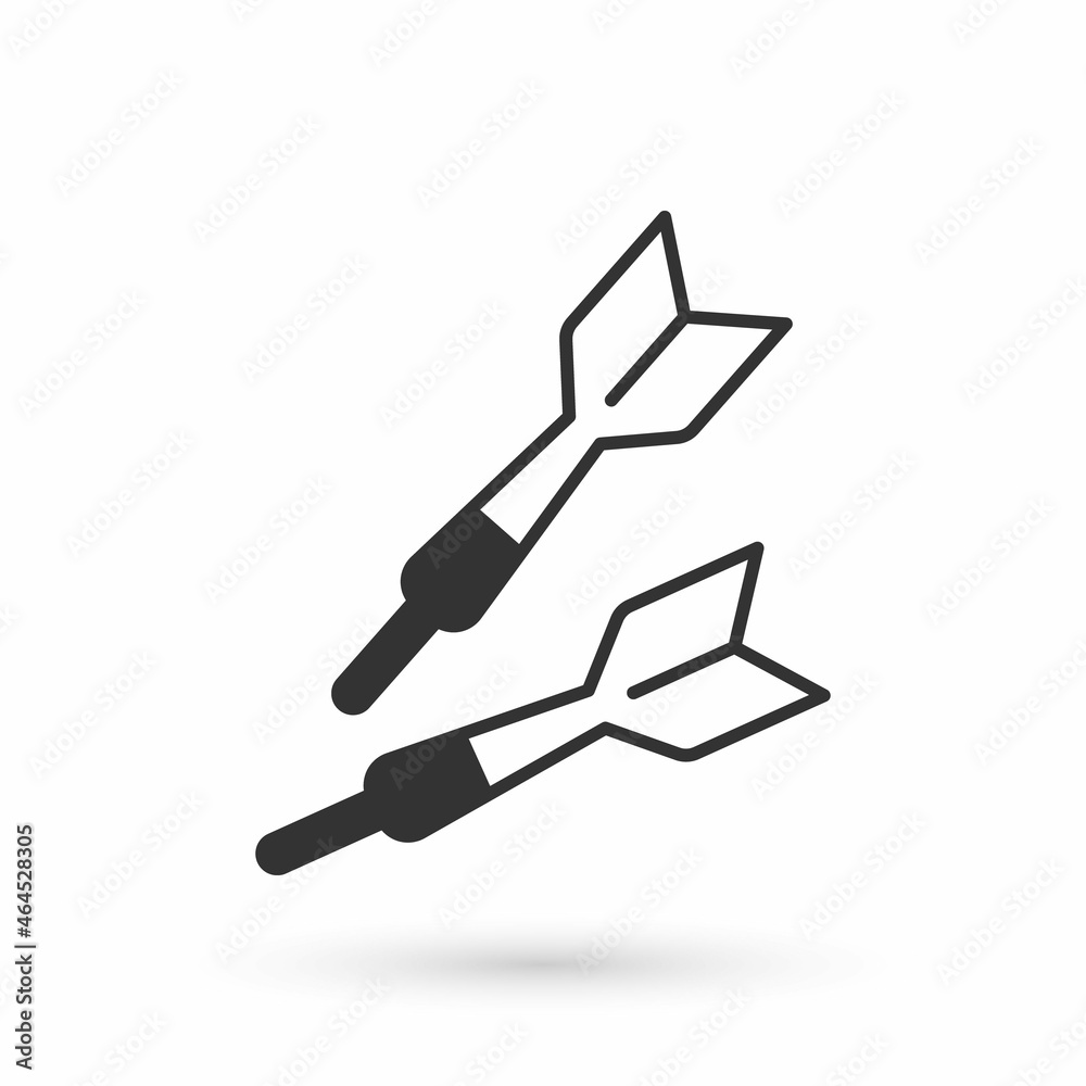Grey Dart arrow icon isolated on white background. Vector