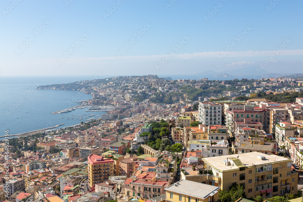 View of the coastline of Posillipo, Naples, Italy.