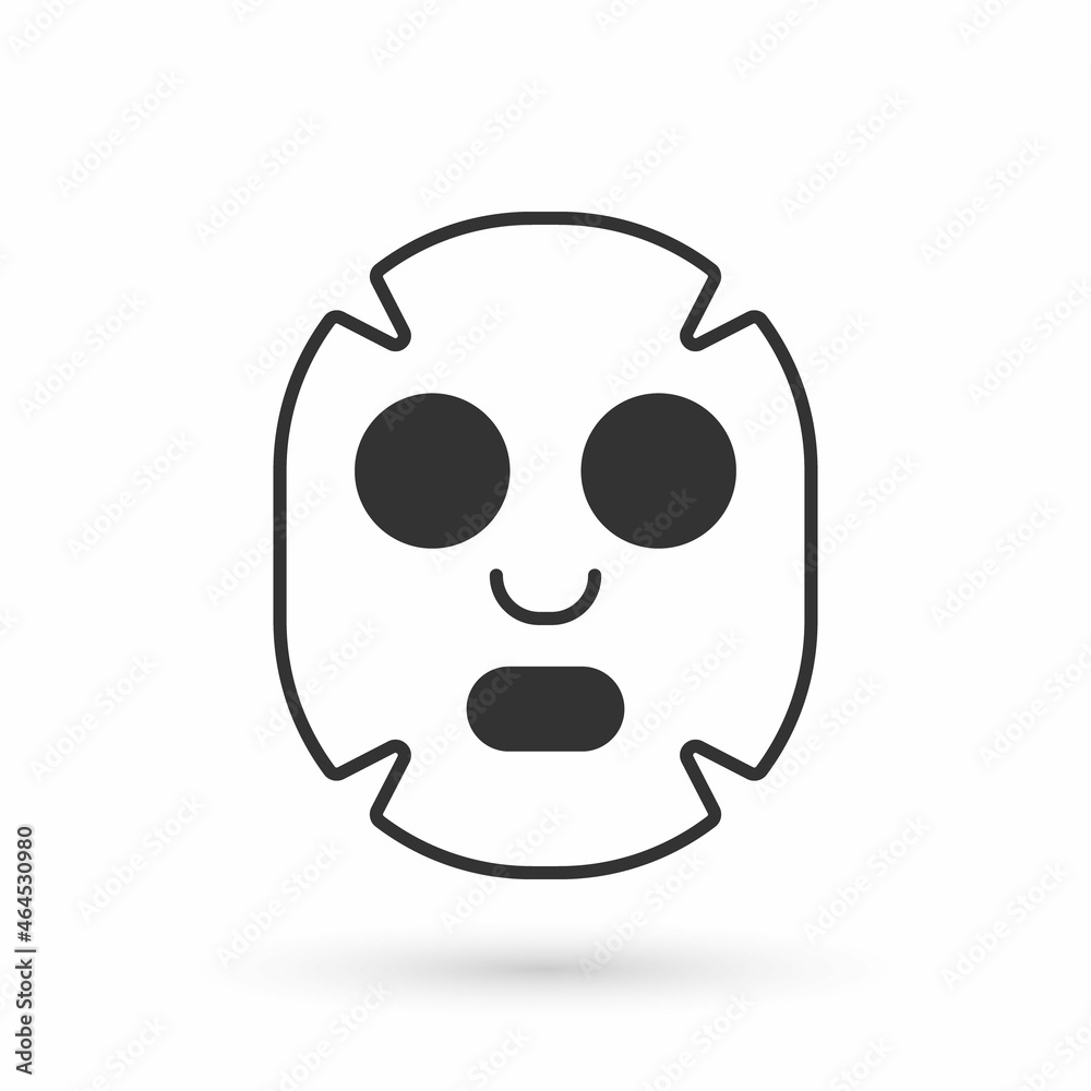 Grey Facial cosmetic mask icon isolated on white background. Cosmetology, medicine and health care. Vector