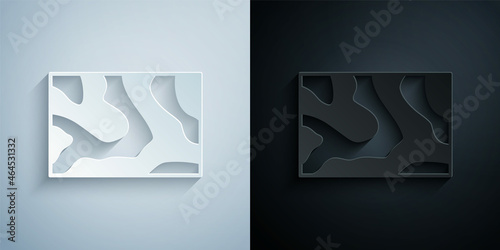 Paper cut Wooden beam icon isolated on grey and black background. Lumber beam plank. Paper art style. Vector