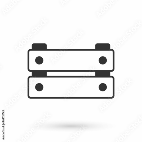 Grey Wooden box icon isolated on white background. Grocery basket, storehouse crate. Empty wooden container for vegetables, products. Vector