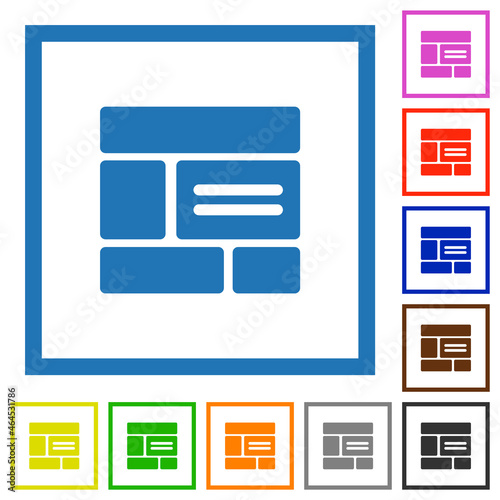 Web layout solid flat framed icons