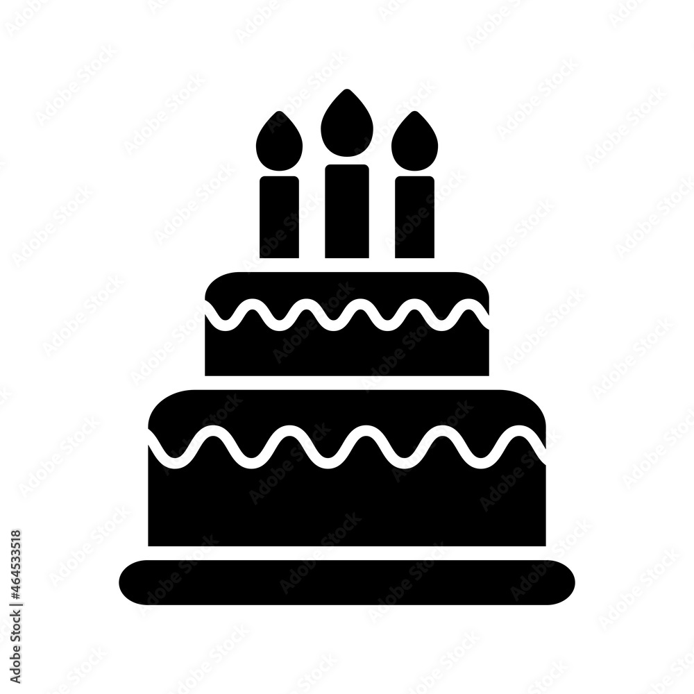 Birthday celebration cake with candles flat icon for apps and websites Birthday celebration cake with candles flat icon for apps and websites