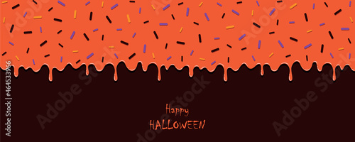 happy halloween sweet tasty melting icing background with spinkles