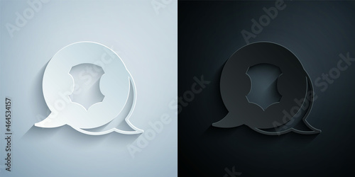 Paper cut Leather icon isolated on grey and black background. Paper art style. Vector