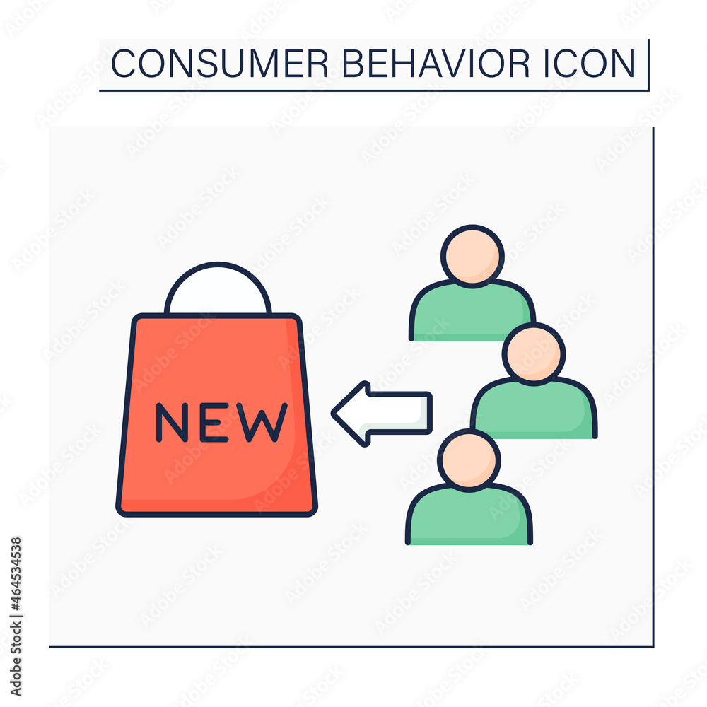 Early adopters color icon. Testing new products before people majority