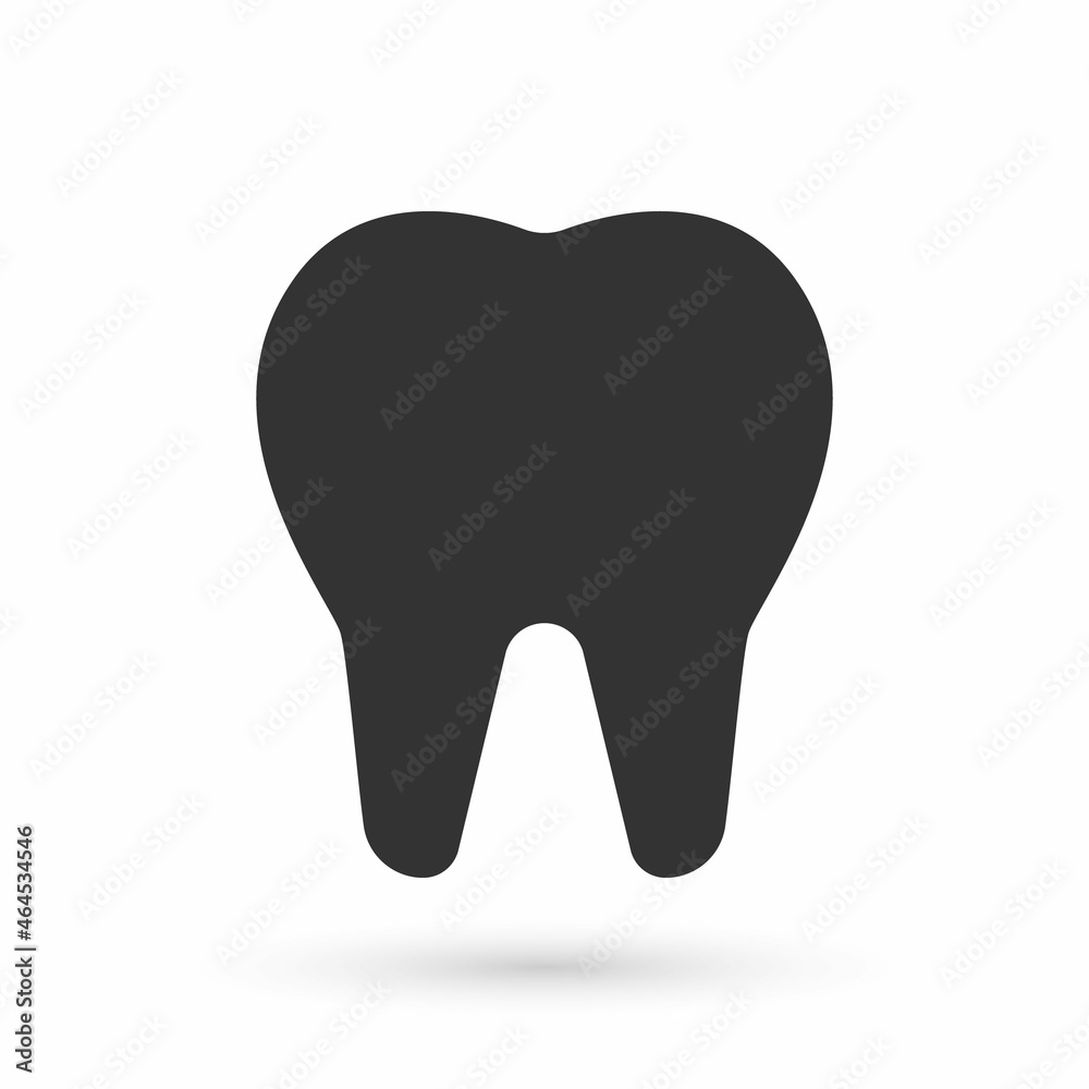 Grey Tooth icon isolated on white background. Tooth symbol for dentistry clinic or dentist medical center and toothpaste package. Vector Grey Tooth icon isolated on white background. Tooth symbol for dentistry clinic or dentist medical center and toothpaste package. Vector