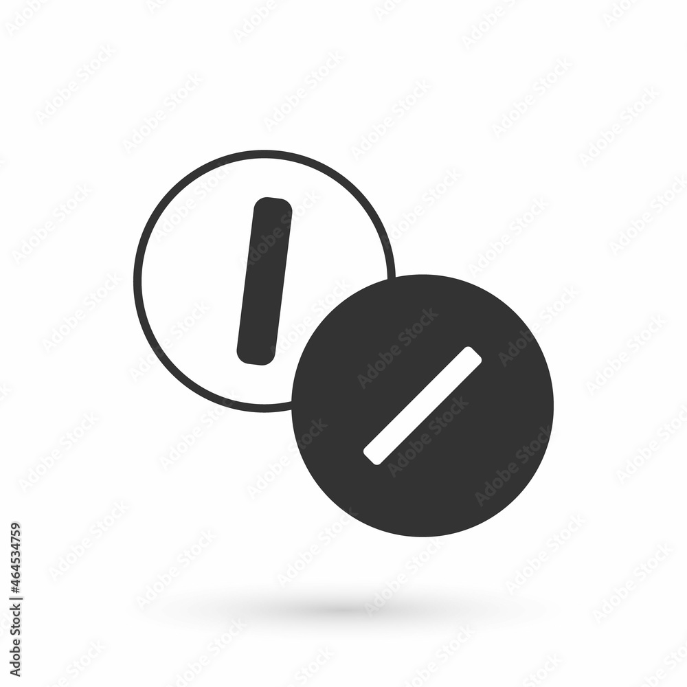 Grey Toothache painkiller tablet icon isolated on white background. Tooth care medicine. Capsule pill and drug. Pharmacy design. Vector Grey Toothache painkiller tablet icon isolated on white background. Tooth care medicine. Capsule pill and drug. Pharmacy design. Vector