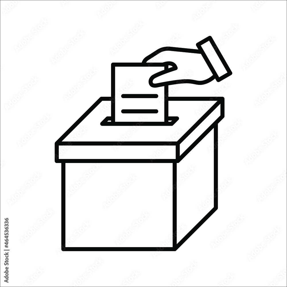 Hand voting ballot box icon, Election Vote concept, Vector illustration on white background. color editable Hand voting ballot box icon, Election Vote concept, Vector illustration on white background. color editable