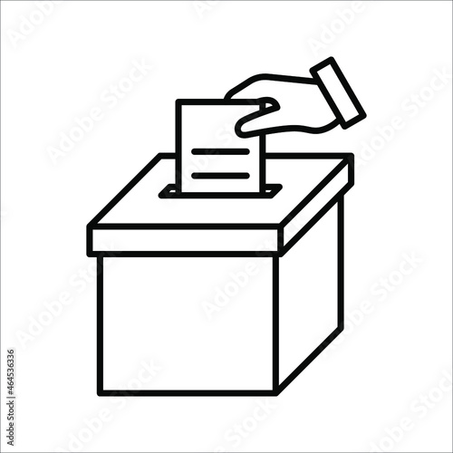 Hand voting ballot box icon, Election Vote concept, Vector illustration on white background. color editable