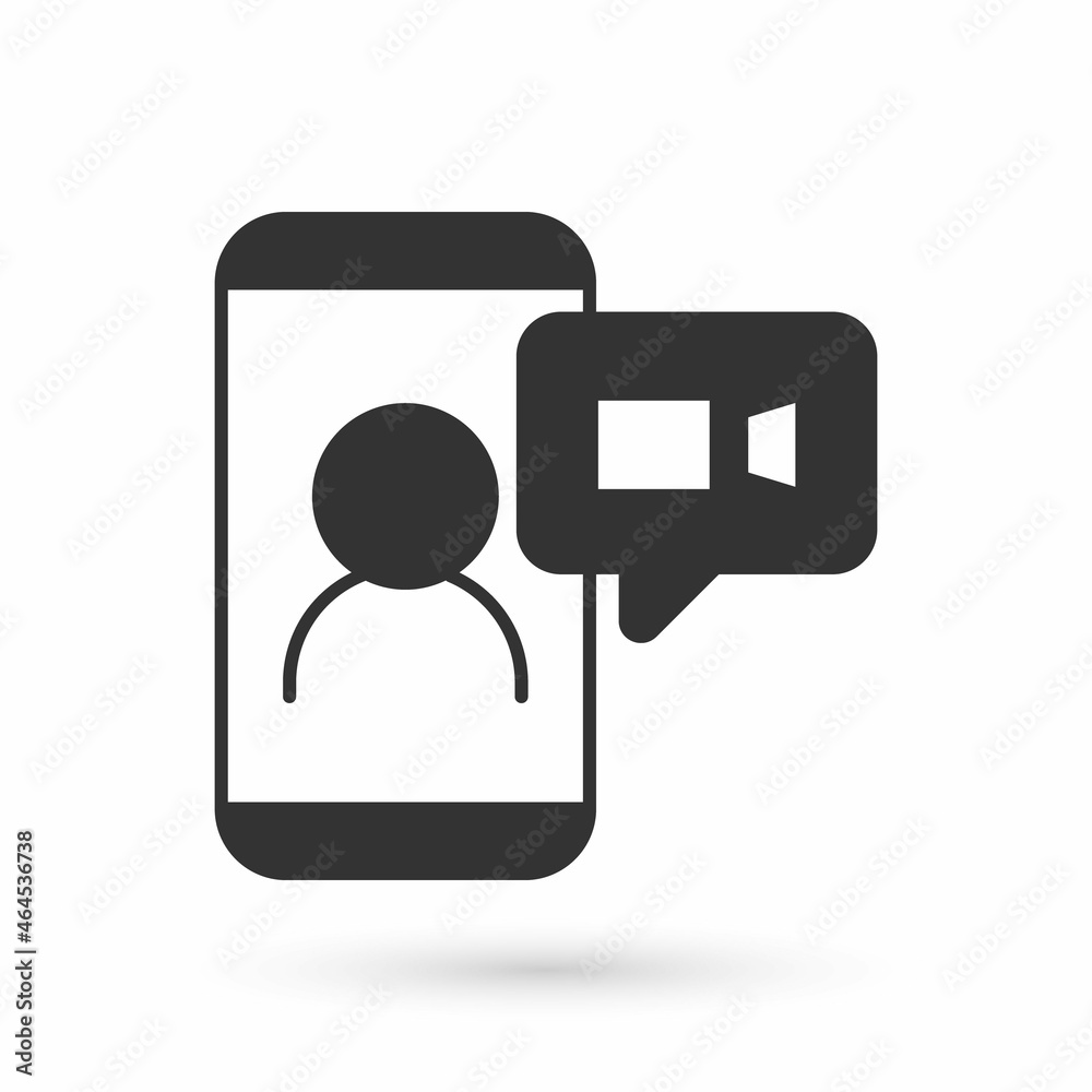 Grey Video chat conference icon isolated on white background. Online meeting work form home. Remote project management. Vector Grey Video chat conference icon isolated on white background. Online meeting work form home. Remote project management. Vector