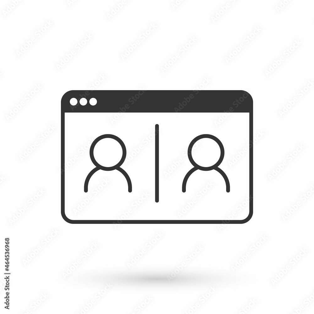 Grey Video chat conference icon isolated on white background. Online meeting work form home. Remote project management. Vector Grey Video chat conference icon isolated on white background. Online meeting work form home. Remote project management. Vector